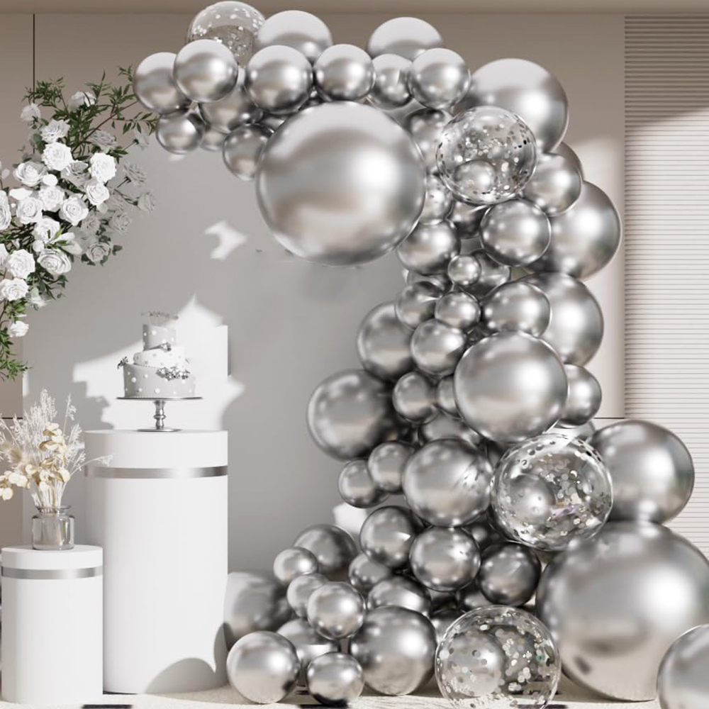 68Pcs Metallic Silver Balloons - Balloon Arch Kit 评论和价格