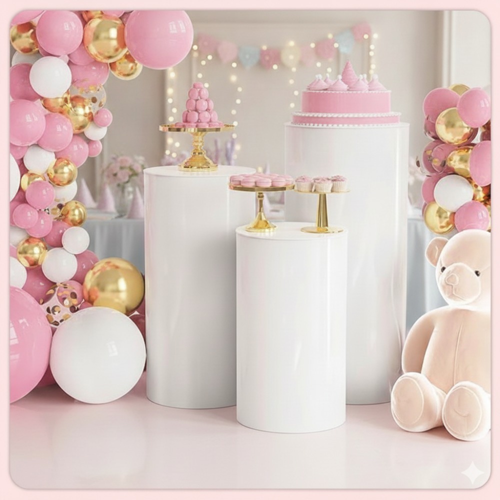 3/5Pcs White Cylinder Pedestal - Event Support 评论和价格