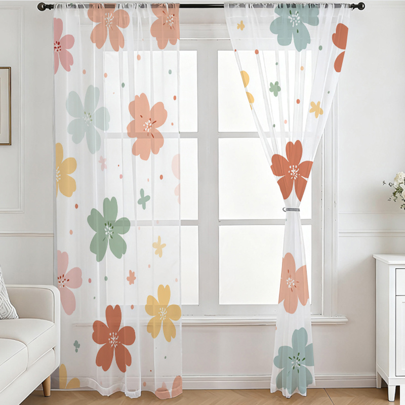 2PCS Digital Printing Sheer Cu - Flower Wall Panel 评论和价格