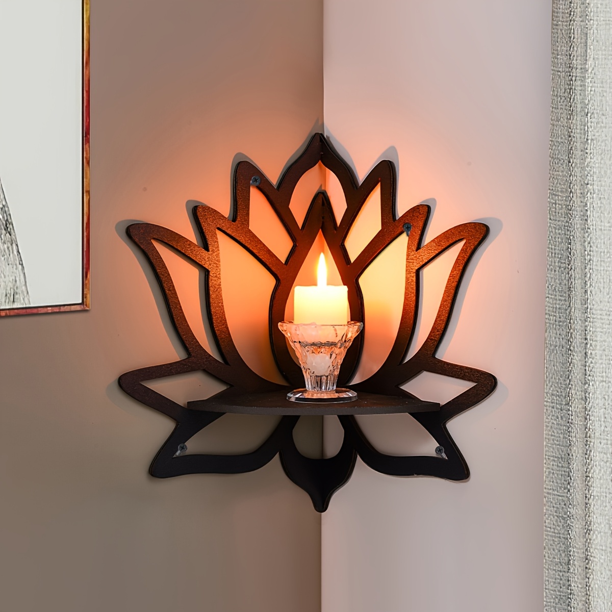 Lotus Corner Floating Shelf, H - Flower Wall Panel 评论和价格